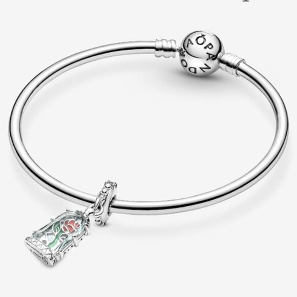 Pandora Disney Beauty and the Beast Enchanted Rose Dangle Charm - Picture 4 of 6